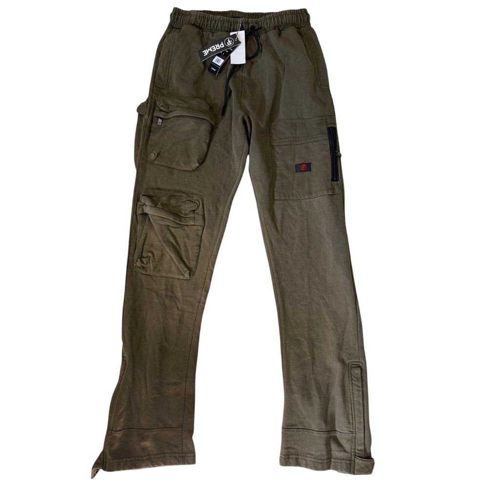 Preme Olive Cargo Sweatpants Multi Pocket Utility Streetwear Mens Medium NWT